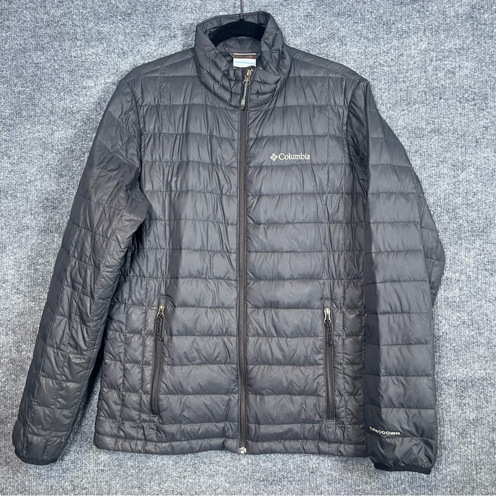 Columbia Men Small Black Omni Heat TurboDown 590TD Lightweight Puffer Zip Jacket